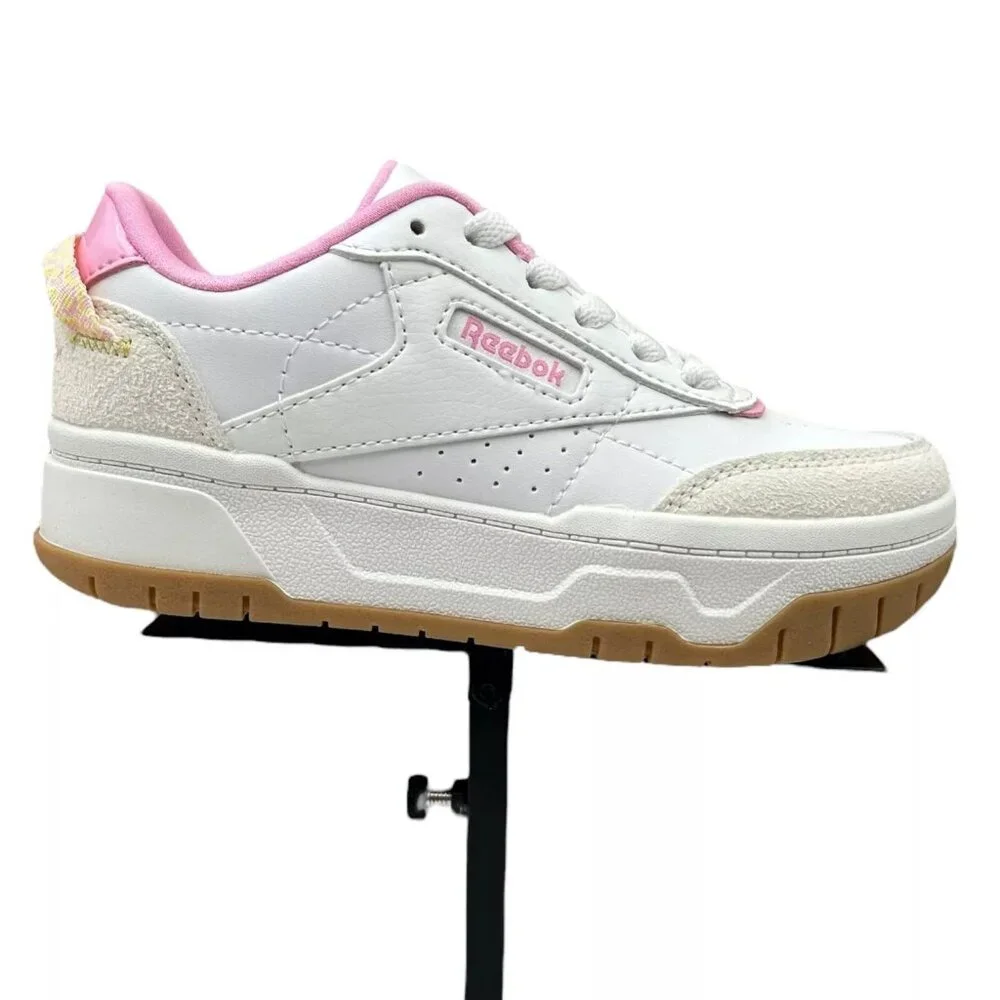 Reebok Tech Geo Little Girls Casual Sneakers Size 13 White/Beige/Pink‎ Lace up